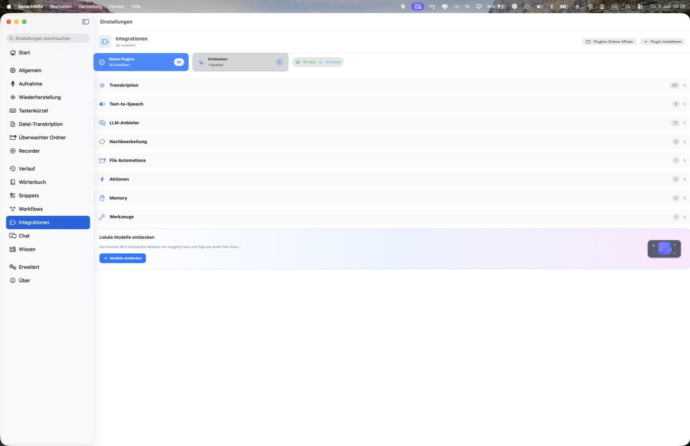 Integrationen mit Plugin-Kategorien